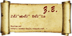 Zámbó Béla névjegykártya